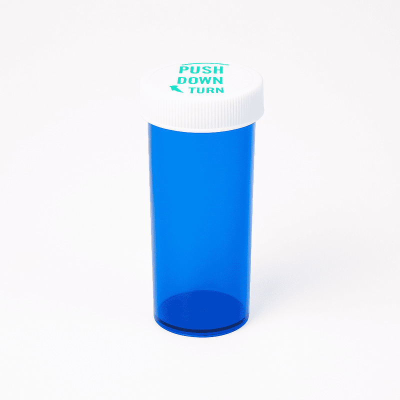 Blue Push-N-Turn ScriptPro Compatible Vials 20 Dram-180 Vials/Case