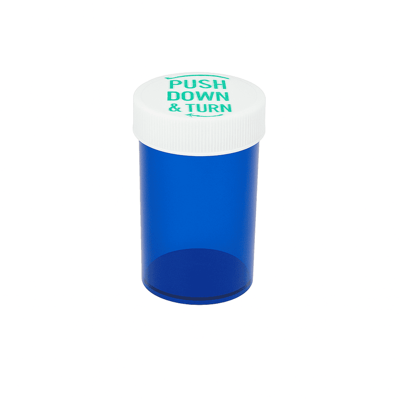 Blue Push-N-Turn ScriptPro Compatible Vials 30 Dram-150 Vials/Case
