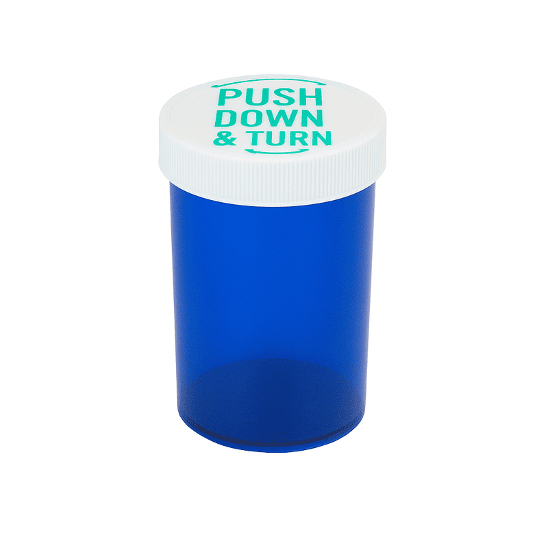 Blue Push-N-Turn ScriptPro Compatible Vials 40 Dram-120 Vials/Case