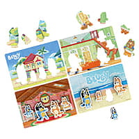 Bluey 4-Pack of Wooden Puzzles with Bingo, Mum, and Dad