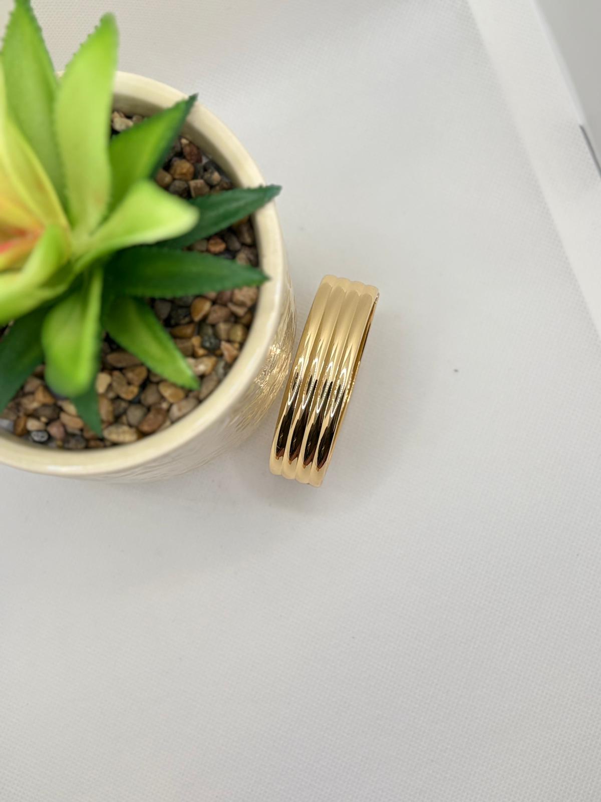 Bold Ridged Gold Dome Ring