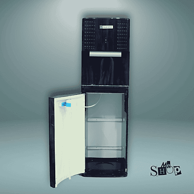 Blue Star water dispenser BL1HPCGA with the bottom door open showing the bottle placement. Blue Star water dispenser BL1HPCGA with the bottom door open showing the bottle placement.
