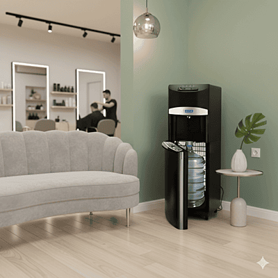 Compact and stylish Blue Star BL1HPCGA water dispenser for home or office use.