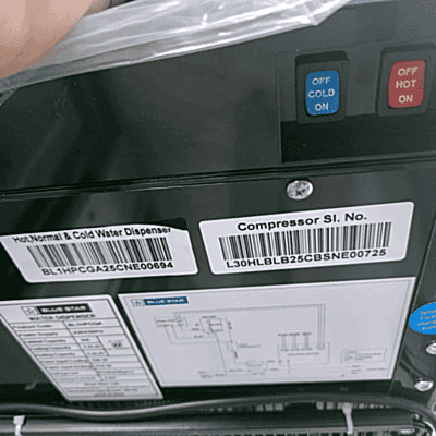 Black Blue Star BL1HPCGA water dispenser with stainless steel accents and chrome taps.