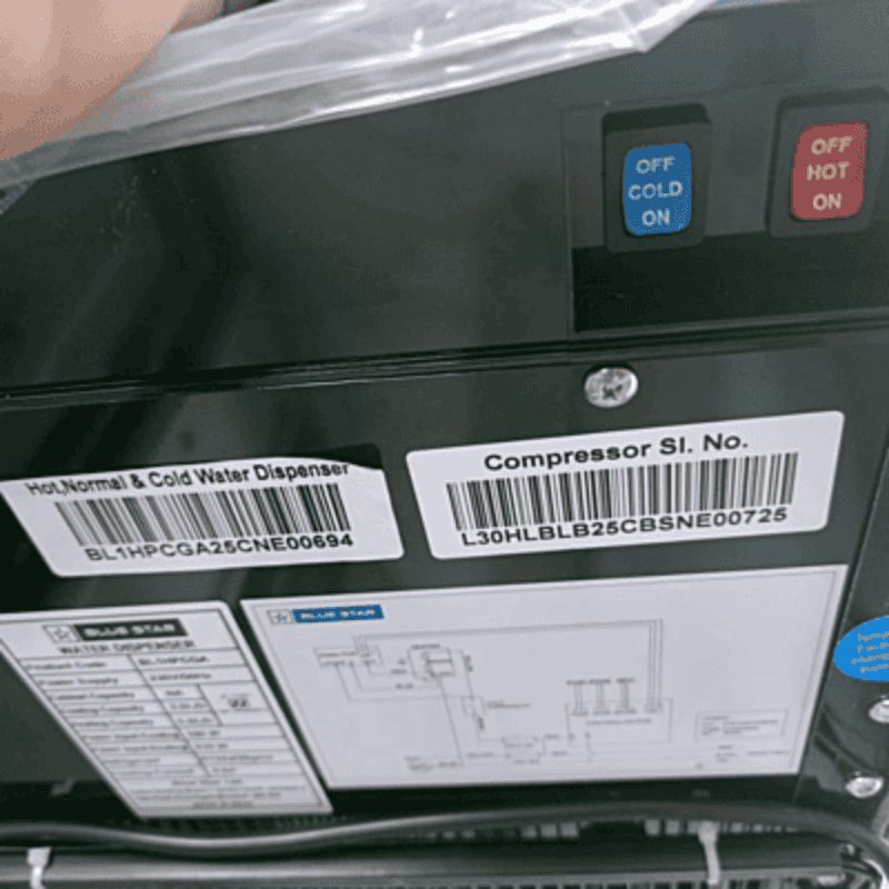 Black Blue Star BL1HPCGA water dispenser with stainless steel accents and chrome taps.