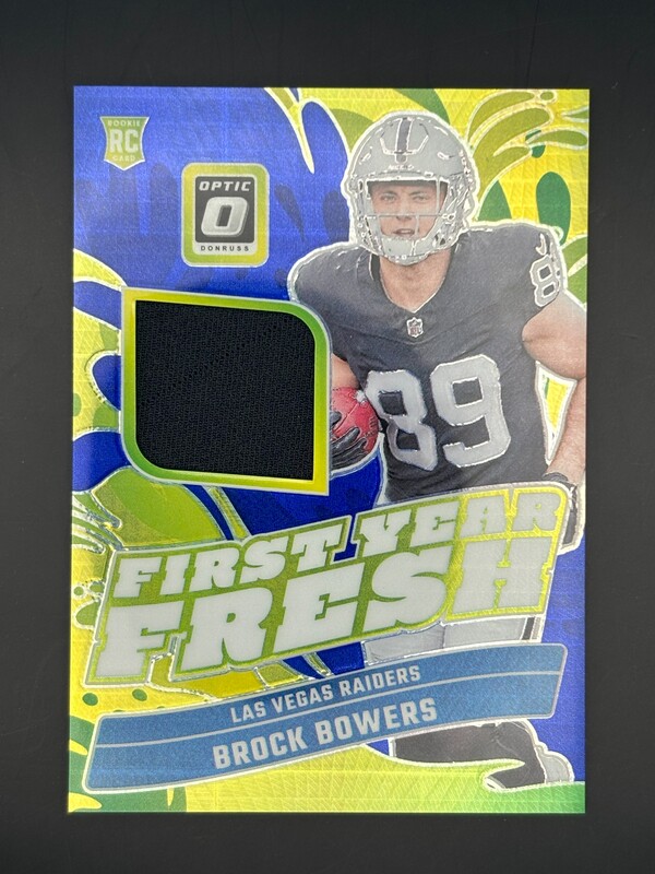 Brock Bowers First Year Fresh Blue/Green Patch RC Raiders
