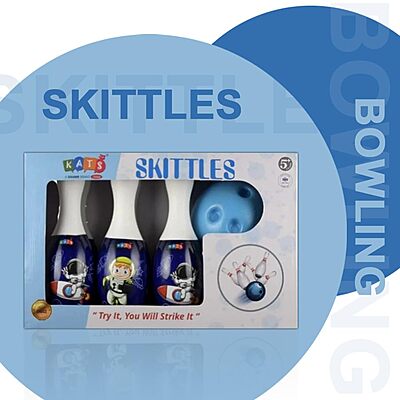 Bowling Set Box Jumbo Size with 6 Pins & 1 Sliding Ball | Space Theme