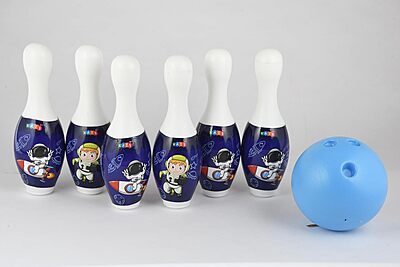 Bowling Set Box Jumbo Size with 6 Pins & 1 Sliding Ball | Space Theme