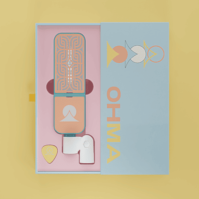 Ohma Ribbon / Motif / Teal / Apricot