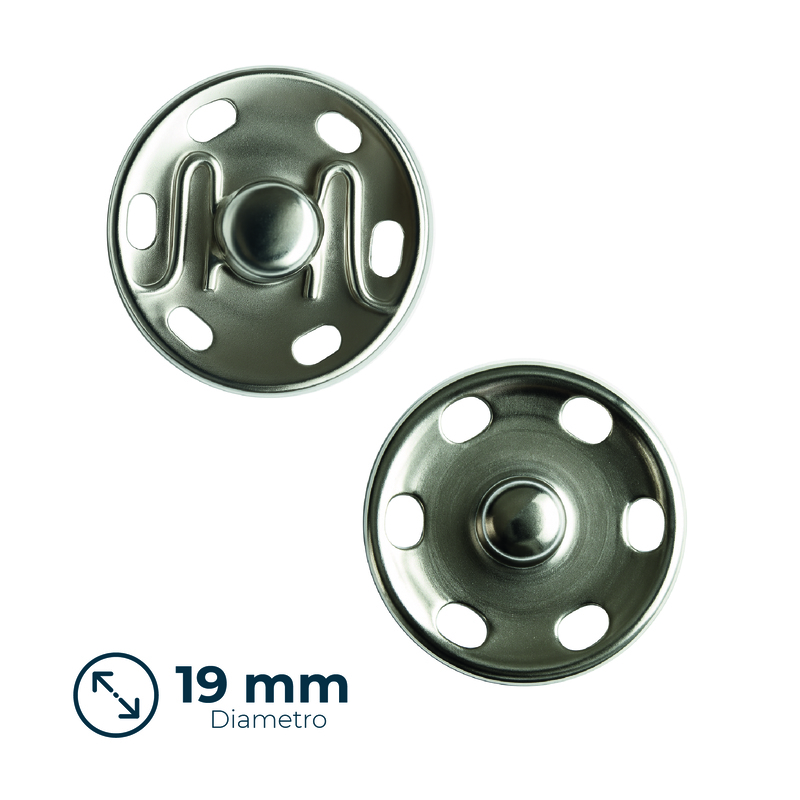 Broche Presión 19mm Níquel paquete x 100 Unidades Broche Presión 19mm Níquel paquete x 100 Unidades