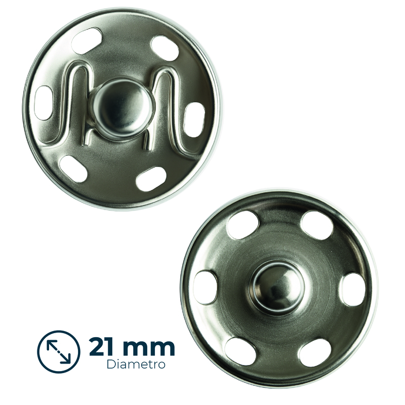 Broche Presión 21mm Níquel paquete x 100 Unidades Broche Presión 21mm Níquel paquete x 100 Unidades