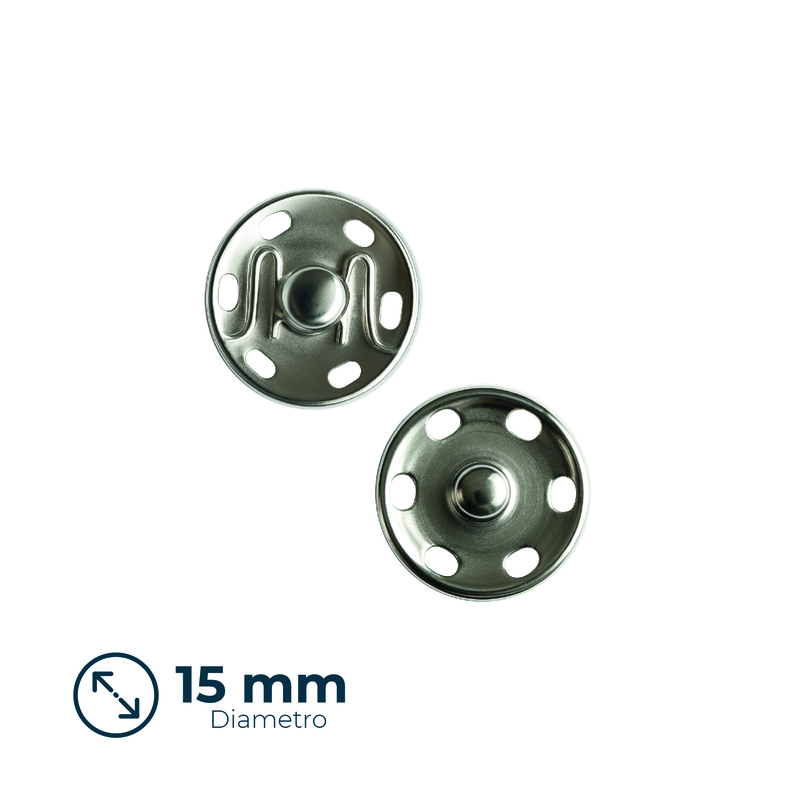 Broche Presión 15mm Níquel paquete x 100 Unidad Broche Presión 15mm Níquel paquete x 100 Unidad