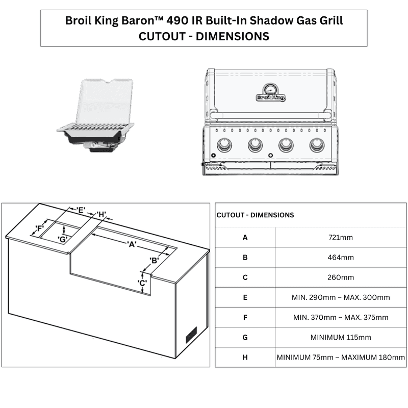 Broil King Baron™ 490 IR Built-In Shadow Gas Grill