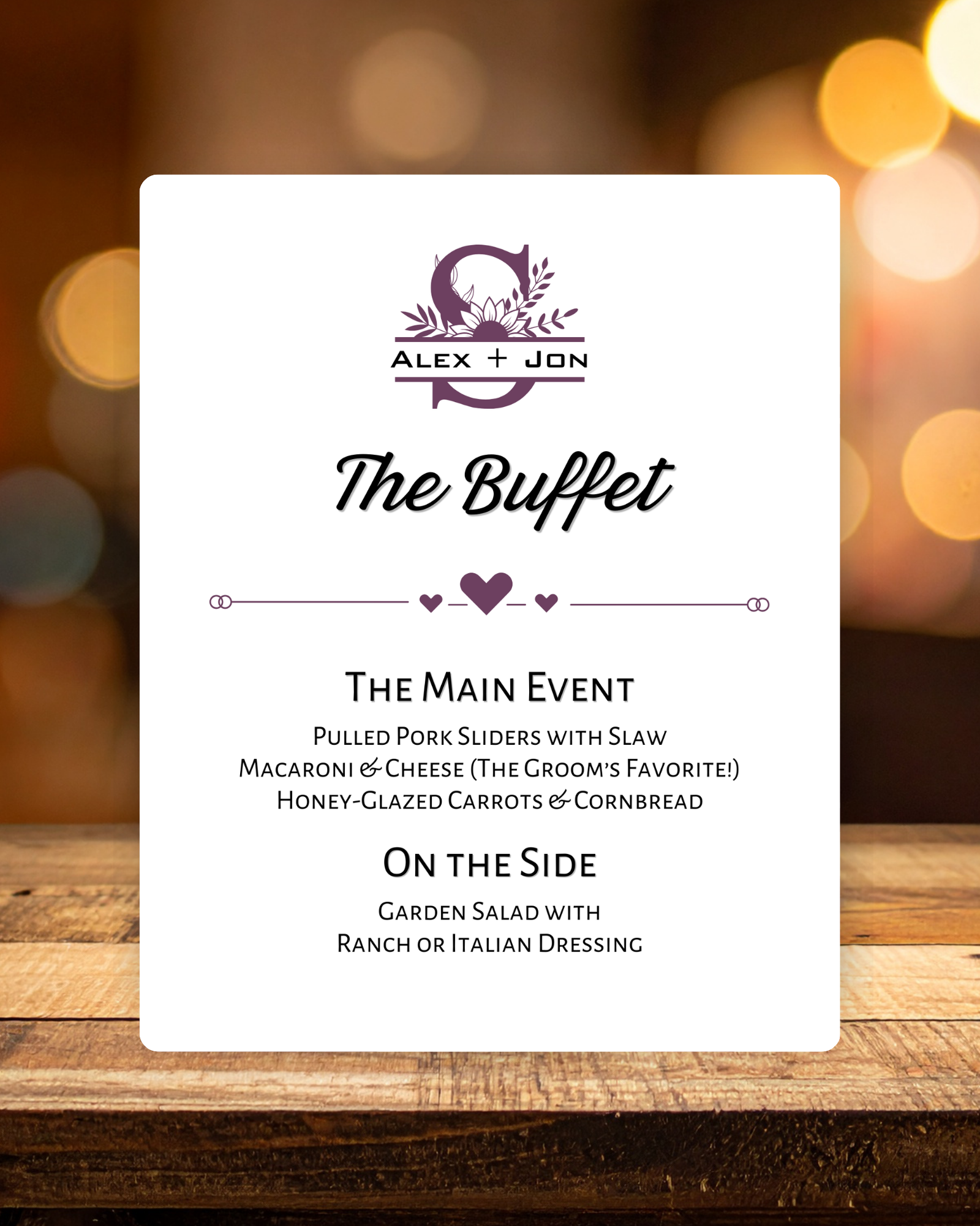 Knot Series Dining Easel Signs