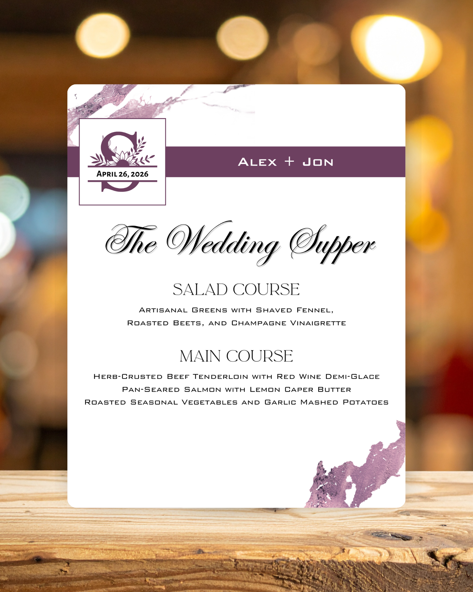 Knot Series Dining Easel Signs