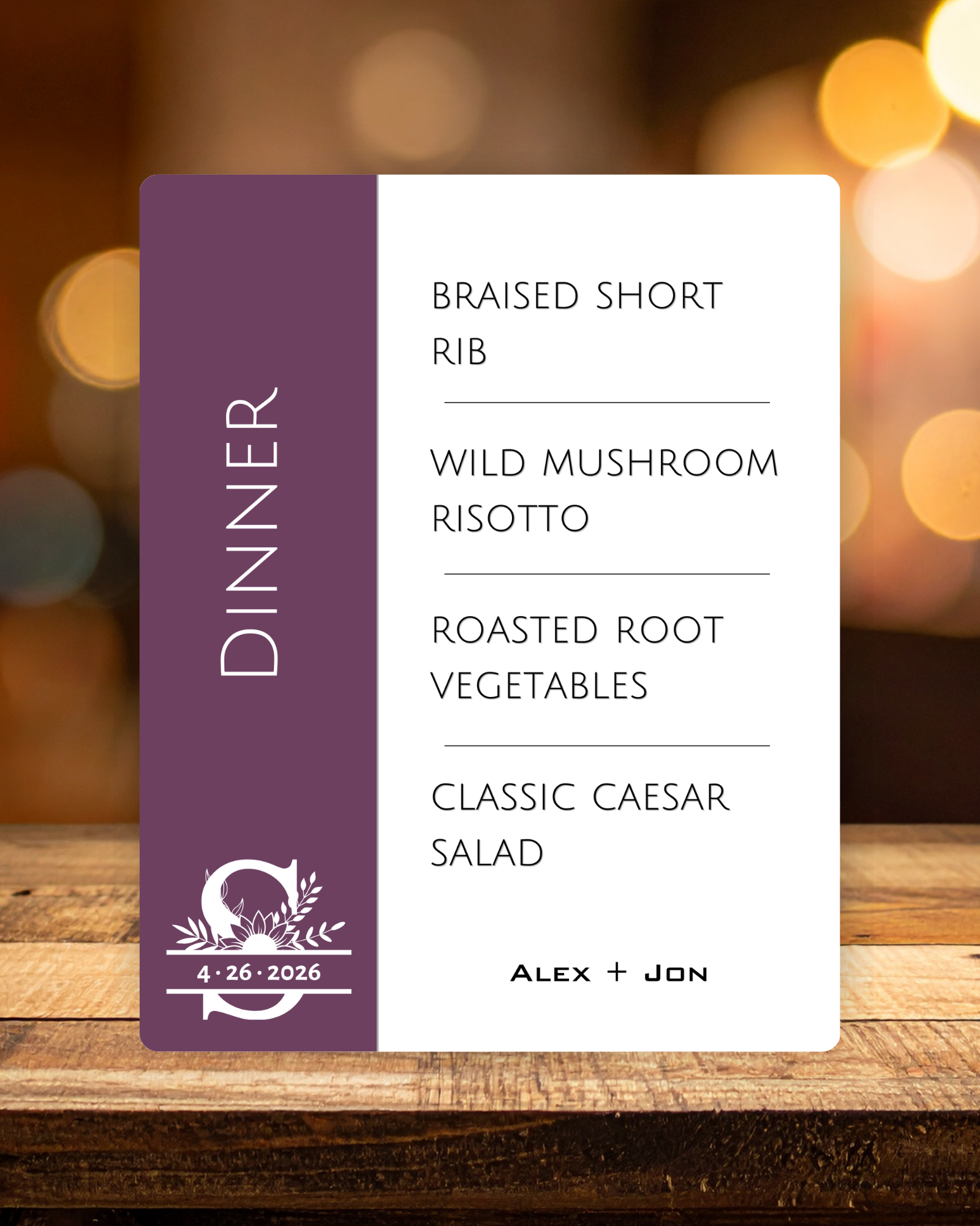 Knot Series Dining Easel Signs