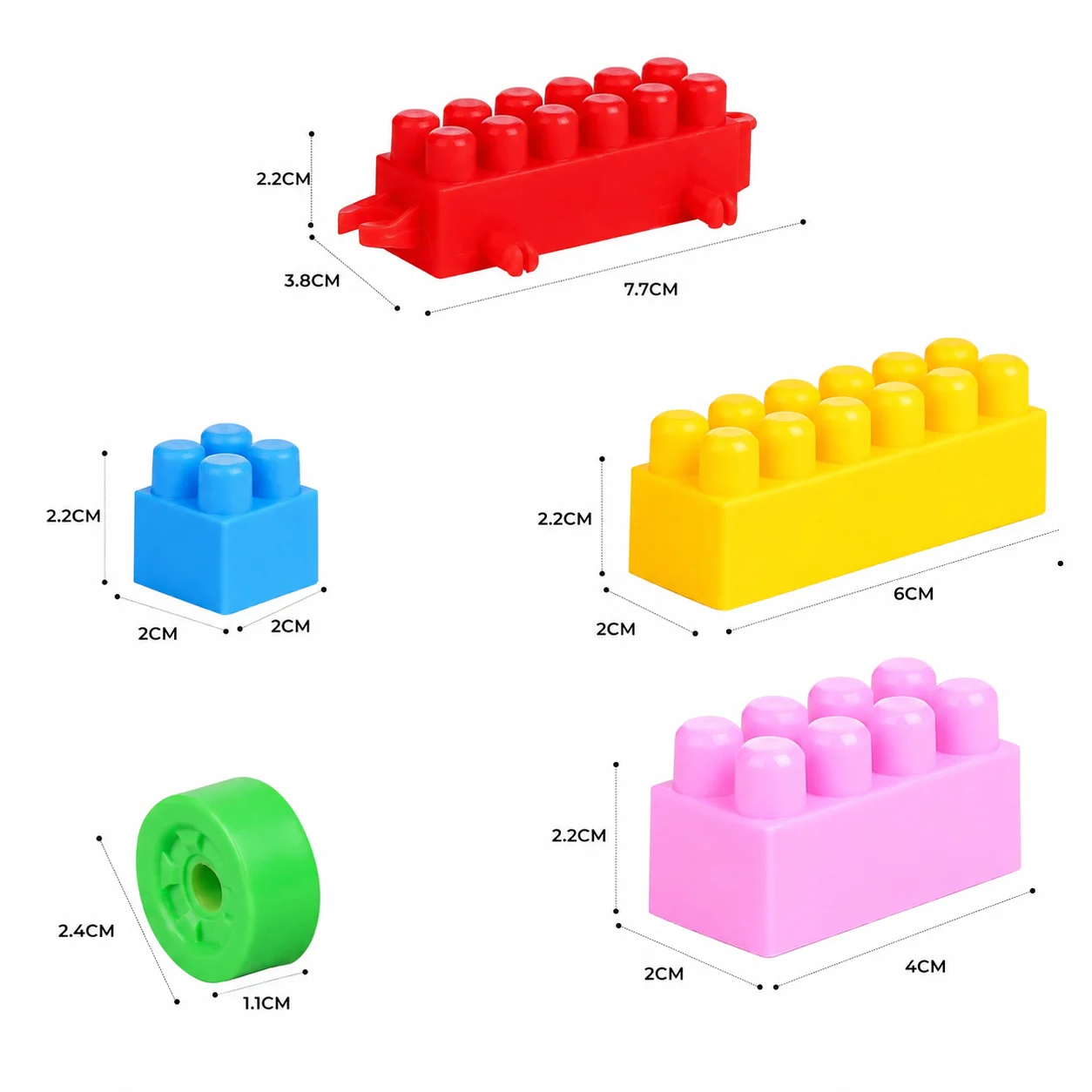 64 Pcs Building Blocks Toy with Wheels – Educational Train Set for Kids 3+ Multicolor