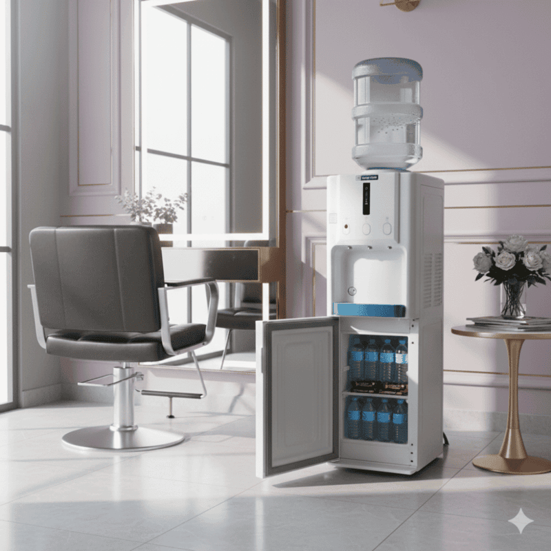 BWD3FMRUA model water dispenser with a functional 14-liter cabinet.