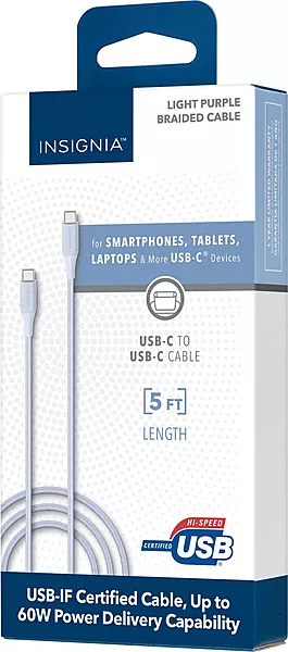 Câble Chargement USB Type C Vers USB Type C 5 Pi Insignia 1.5 M - Boîte ouverte