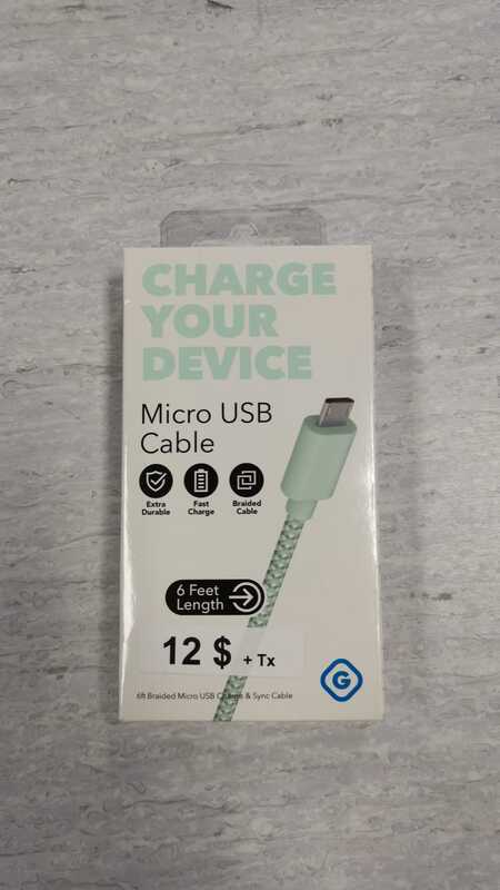 Câble Chargeur Micro USB 6Pi 1.82 M GEMS