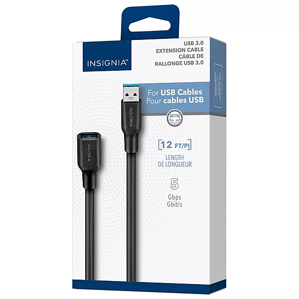 Câble d'Extension USB-A 3.0 12 pi (3.6 m)Insignia boite ouverte
