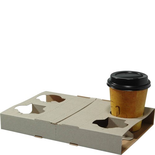 Drinks Carry Tray Cardboard Kraft 4 Cup Pack 100