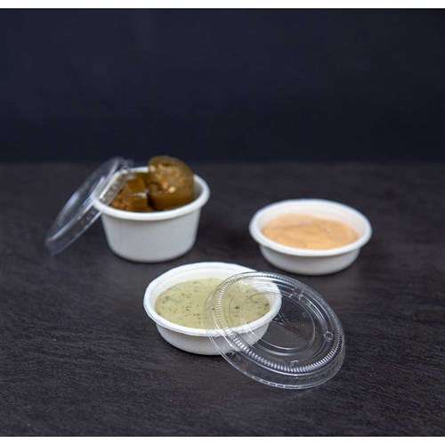 Container Round Clear 2 oz Lid Flat 65mm Ctn 2500