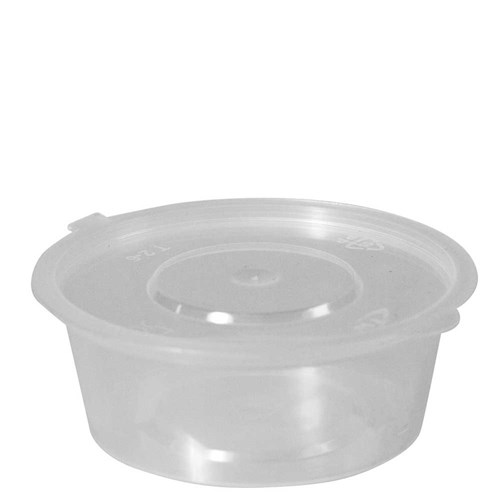 Container Round Dipping Sauce PP Microwavable Clear 70ml-with Hinged Lid