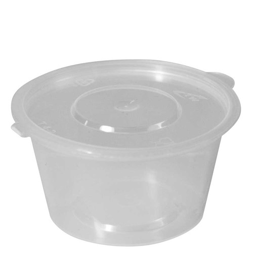Container Round Dipping Sauce PP Microwavable Clear 100ml-with Hinged Lid