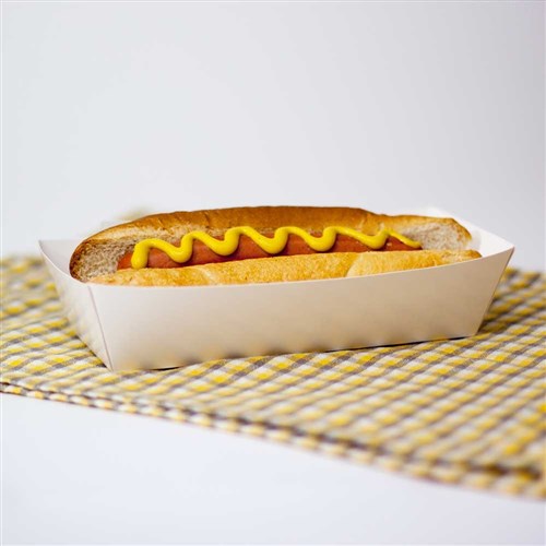 Food Tray Hot Dog Uncoated White 190x70x50mm Ctn 500