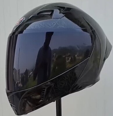 STEELBIRD SBA-20 ISS CANVAS GLOSSY BLACK/B.GREEN C/V 580 MM WITH EXTRA SMOKE VISOR, BLACK SPOILER