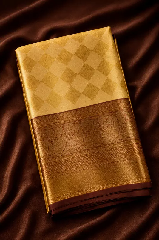 Banarasi soft silk cream with maroon