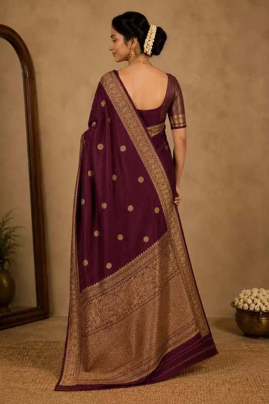 Maroon Banarasi silk
