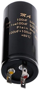 100uF+100uF 500V Double Radial Electrolytic Capacitor 100uF+100uF 500V Double Radial Electrolytic Capacitor