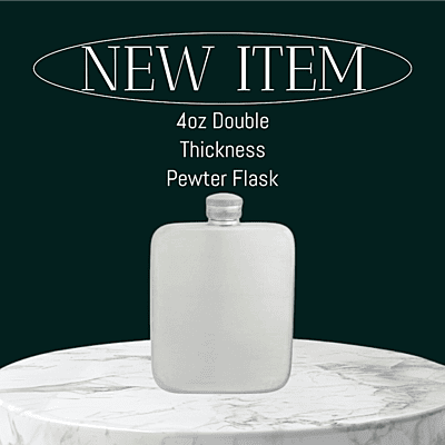 Plain 1.5mm Thick Heavy Duty Kidney Shape Pewter Flask 4oz. SKU #: C1069.