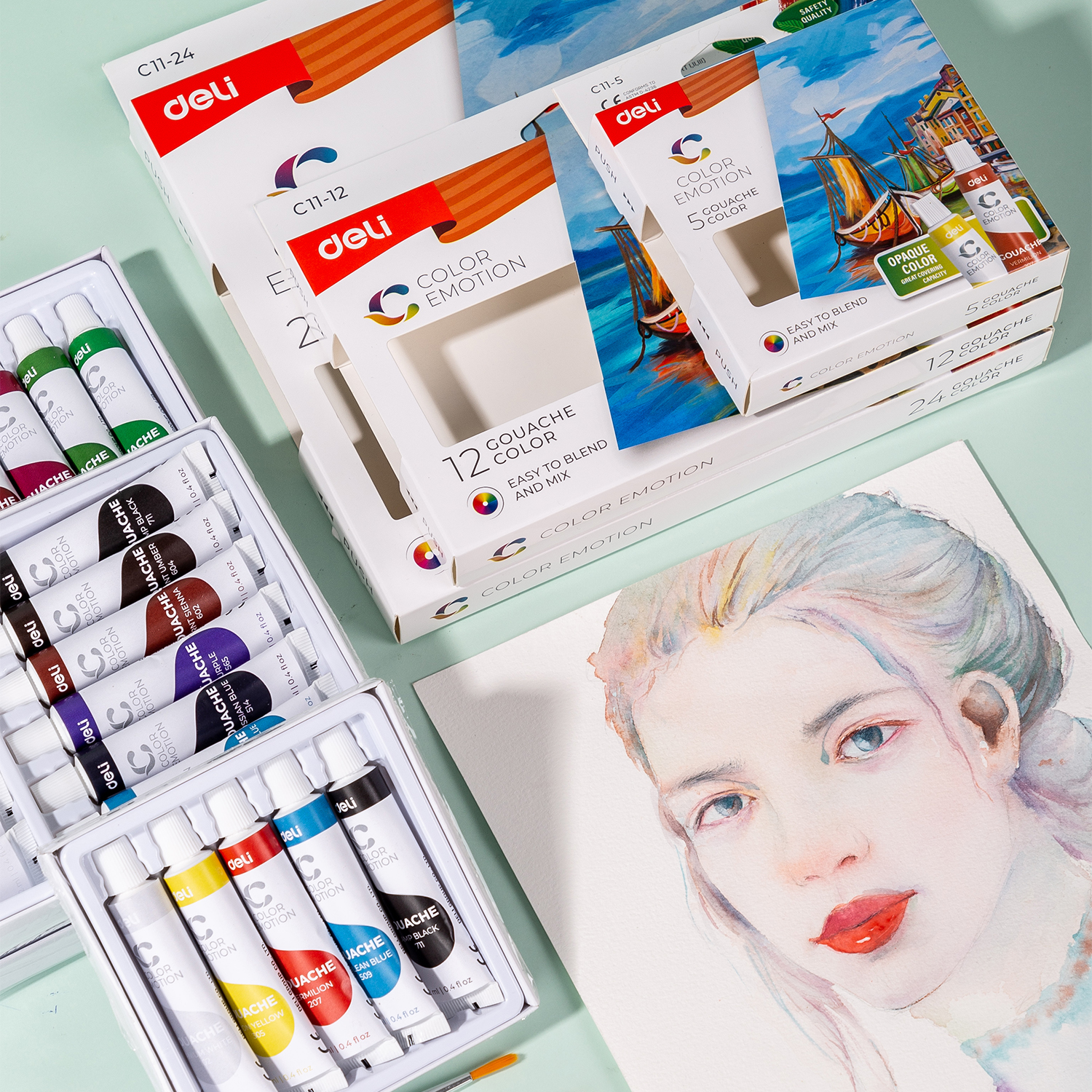 DELI C11-5 GOUACHE 5 ASST COLOR TUBES