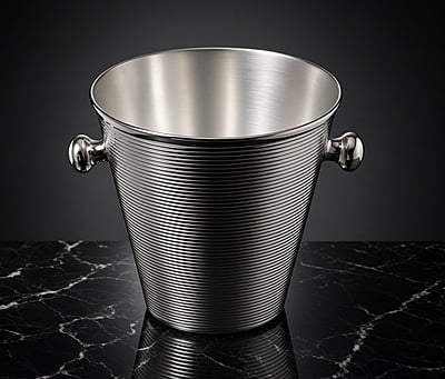 Full Ribbed Ice Bucket with Ball Handles Silver Plate.SKU:C1119 Full Ribbed Ice Bucket with Ball Handles Silver Plate.SKU:C1119