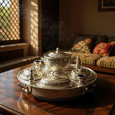 Lazy Susan Chased  Silver Plate 24'. SKU #: C1129. Lazy Susan Chased  Silver Plate 24'. SKU #: C1129.