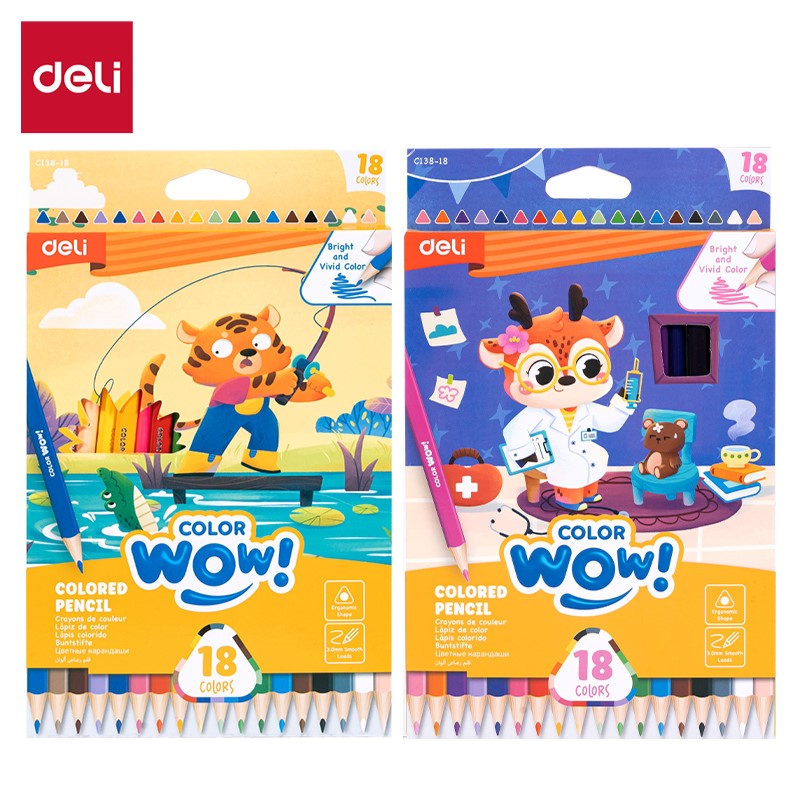DELI C138-18 FULL-SIZE COLOR PENCILS 18 COLORS