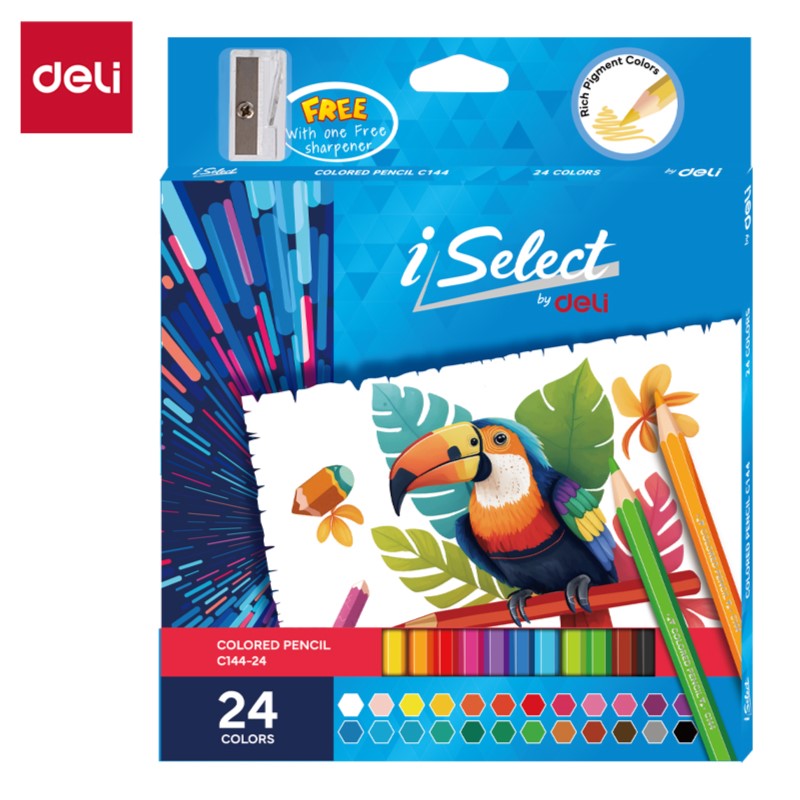 DELI C144-24 FULL-SIZE COLOR PENCILS 24 COLORS