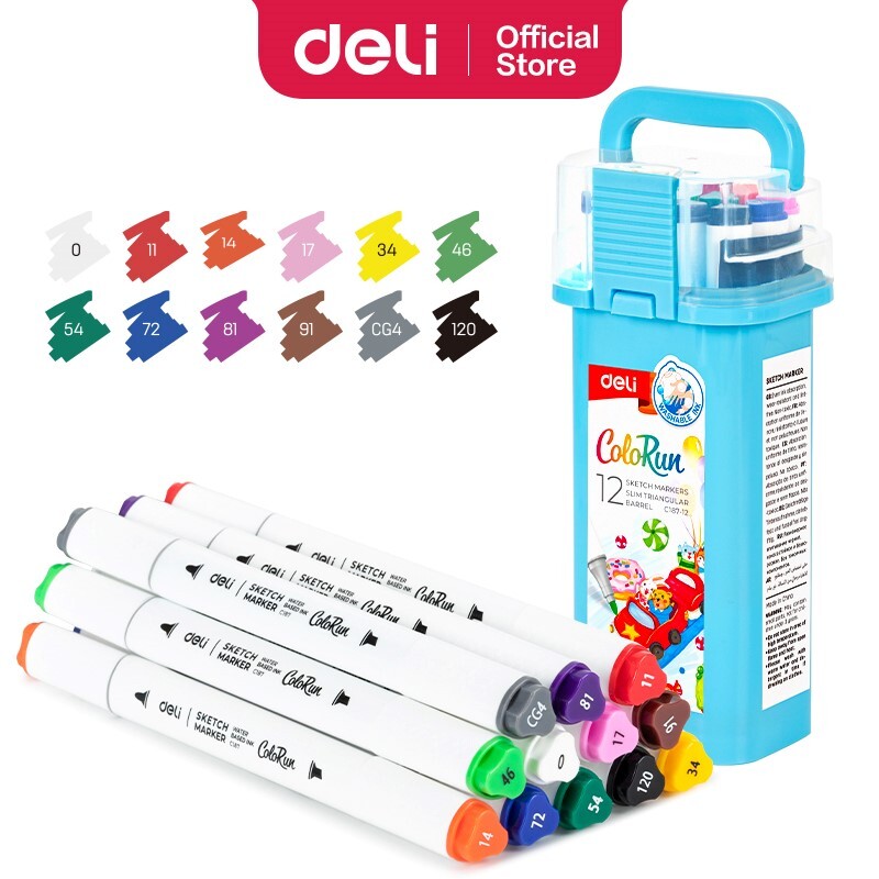 DELI C187-12 COLORUN SKETCH MARKERS DUAL-TIP