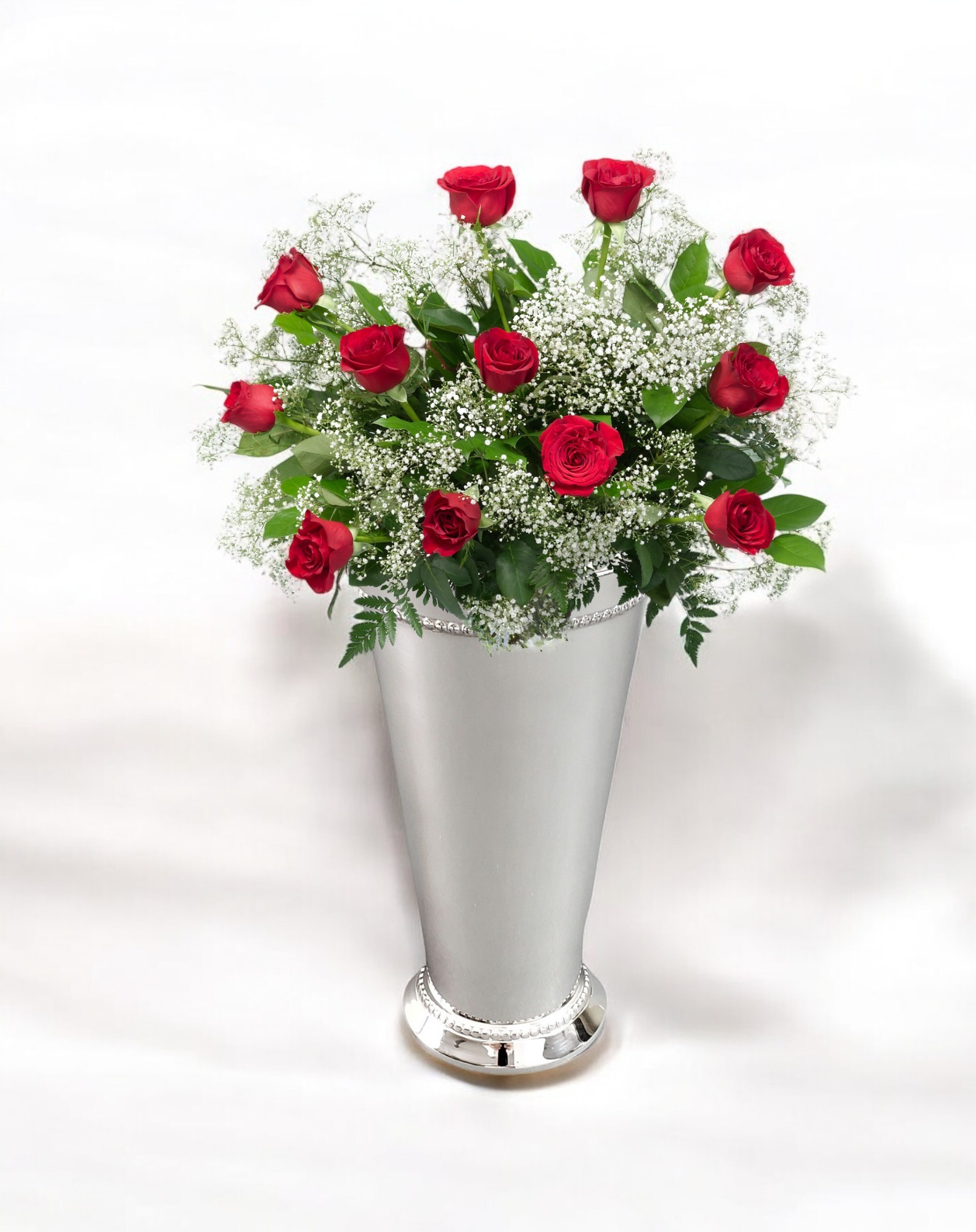 Bead Edge 8" Heavy Vase Silver Plate. SKU #: C3515.