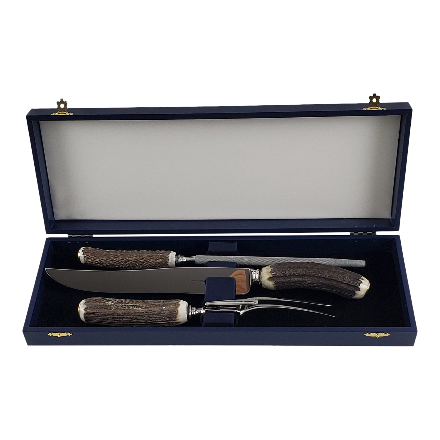 Horn Handle, SP, 3 Piece Carving Set (Box is $42.00 Extra) Horn Handle, SP, 3 Piece Carving Set (Box is $42.00 Extra)