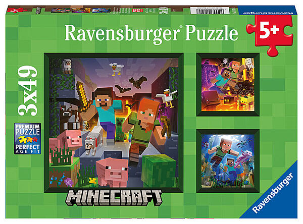 Minecraft Biomes 49 Piece Jigsaw Puzzle 3 Pack