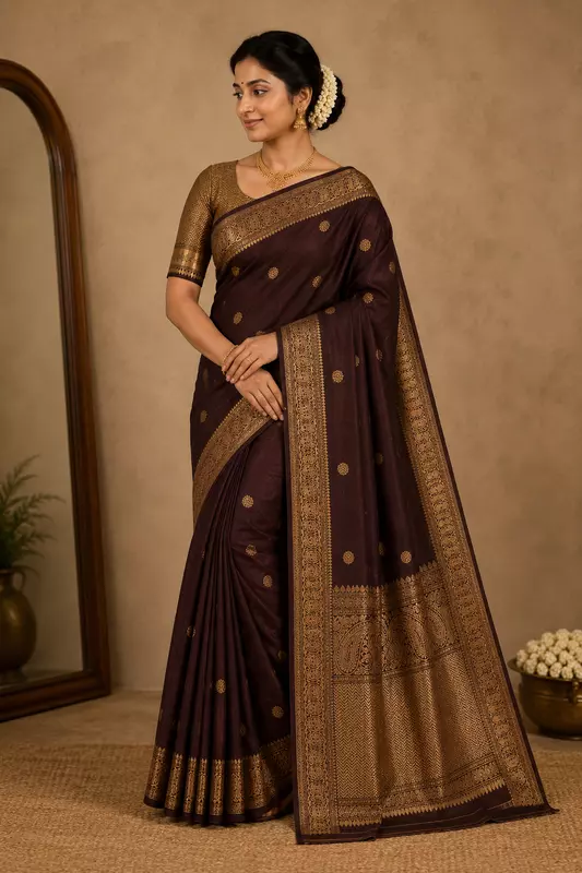 Brown Banarasi Silk