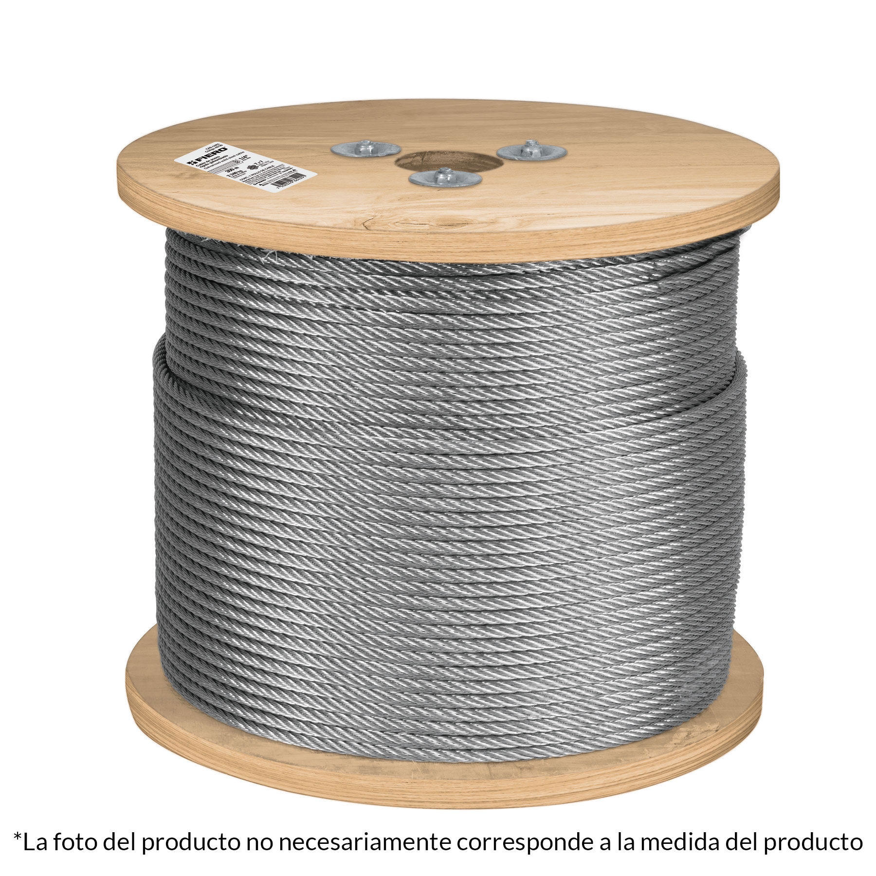Metro de cable rígido 1/2' de acero 7x7 hilos, 75 m - CAB-1/2R / 48815