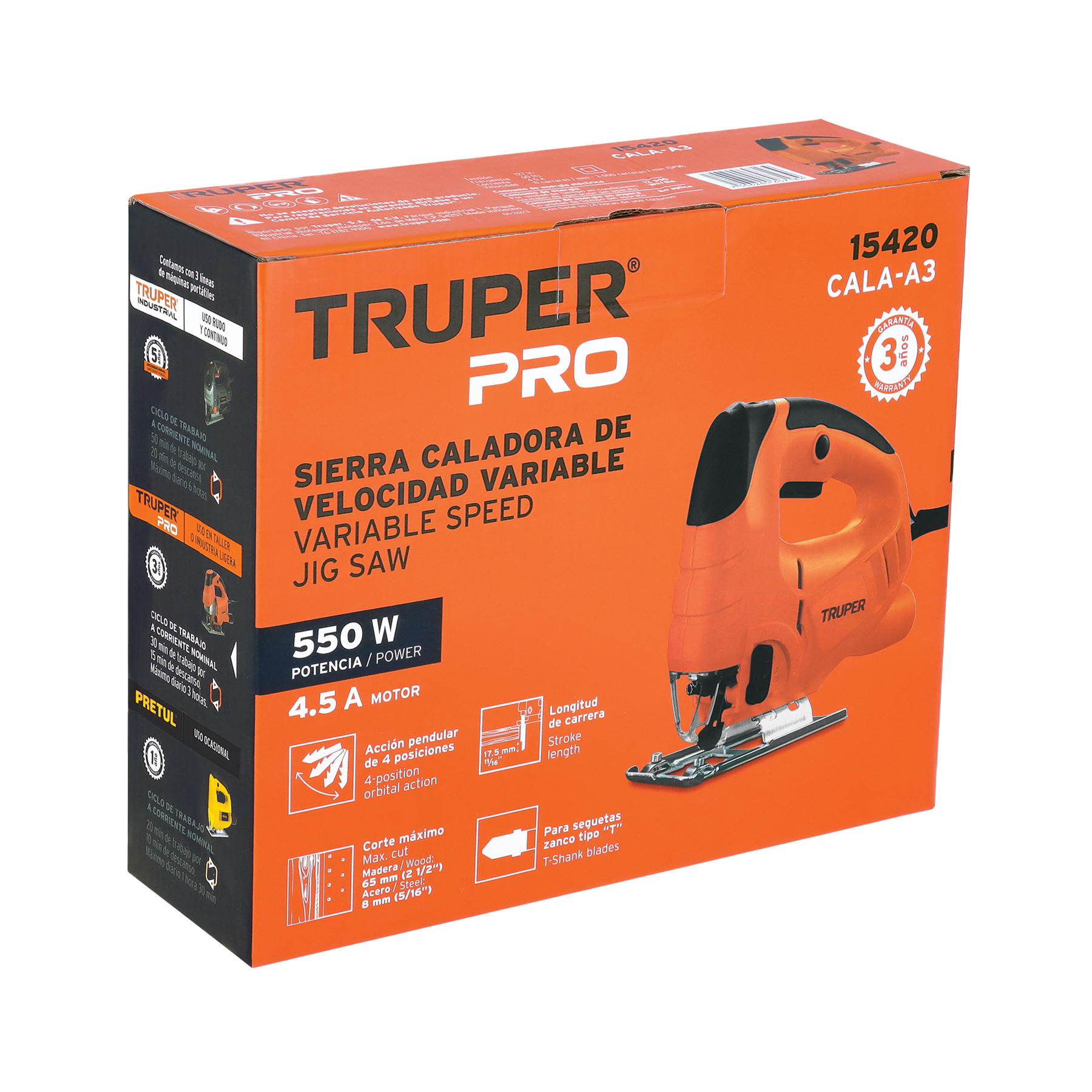 Sierra caladora 550 W 5A velocidad variable, profesional - CALA-A3 / 15420
