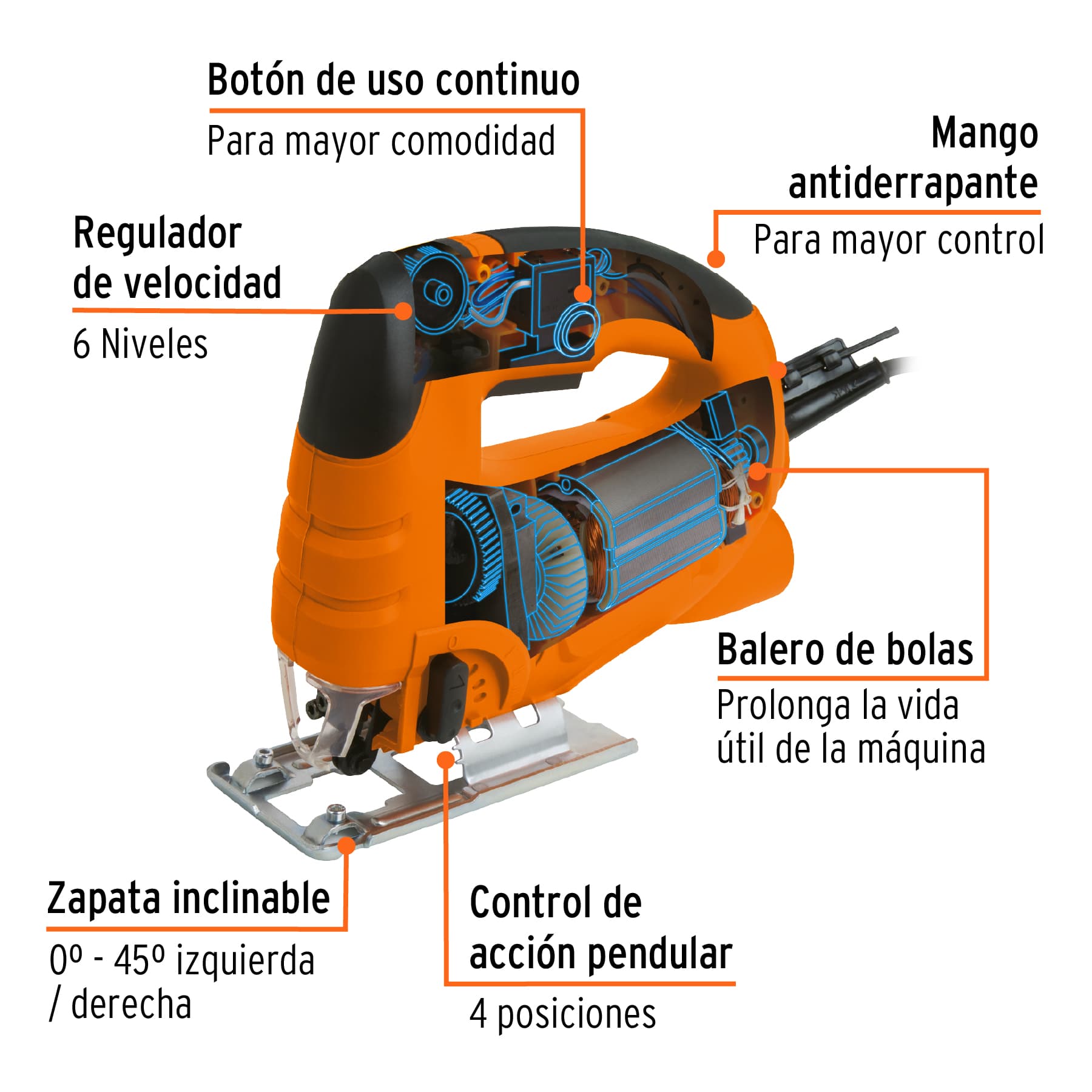 Sierra caladora 550 W 5A velocidad variable, profesional - CALA-A3 / 15420
