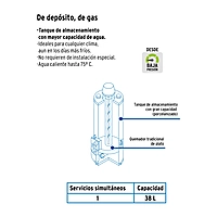 CALE-38D-N Calentador de Deposito, 38L, gas natural, 1 servicio Foset