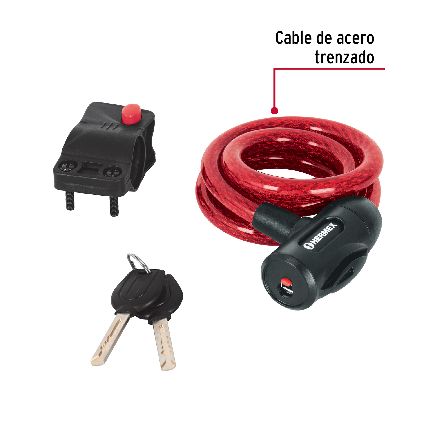Candado de cable con llave, 12 mm X 1.0 m - CB-12 / 43923